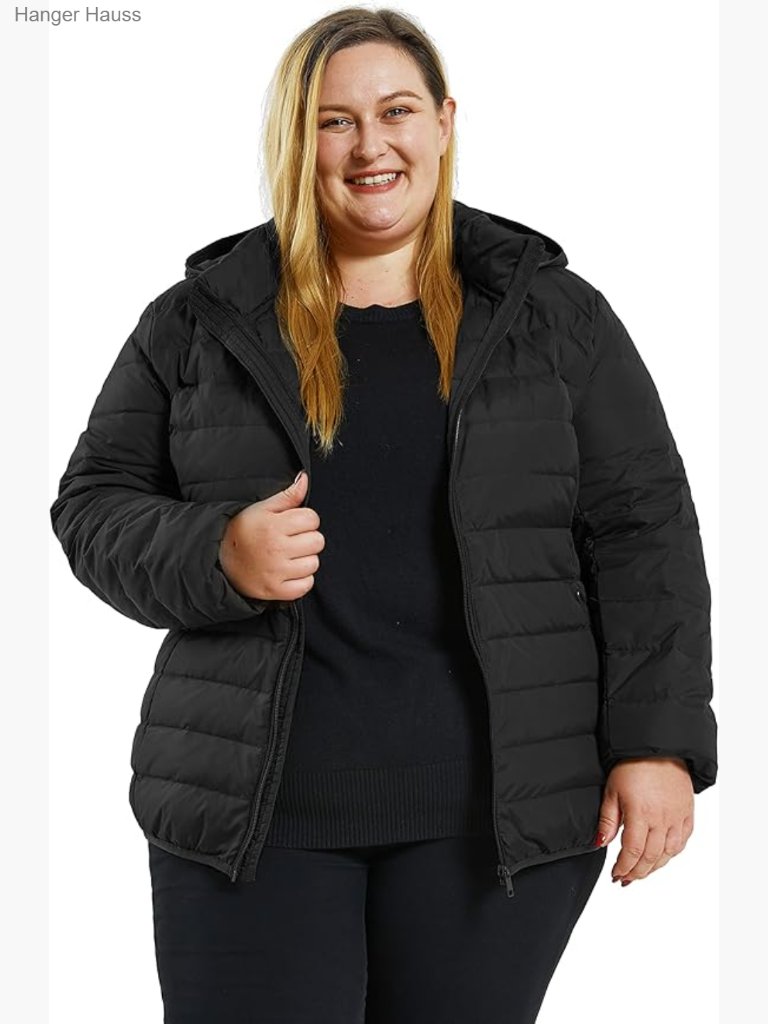 Plus Size Winter Packable Lightweight Down Coat Detachable Hood